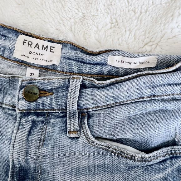 Frame Womens Jeans Le Skinny de Jeanne  Size 27  Mckinney Light Wash Ripped - Picture 6 of 6